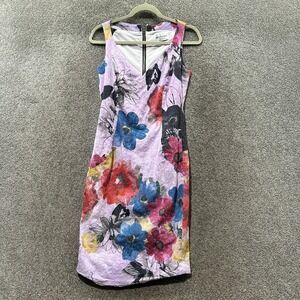 Blair Stanley Sheath Dress Women 6 Watercolor Floral Artsy‎ Boho Garden V Neck